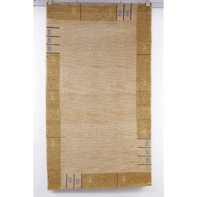 Thick Pile Heavy Weight Hand Knotted Persian Gabbeh Rug in Camel Tones