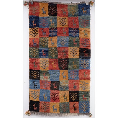 Thick Pile Heavy Weight Hand Knotted Persian Gabbeh Rug with Geometric 'Animal' Pattern