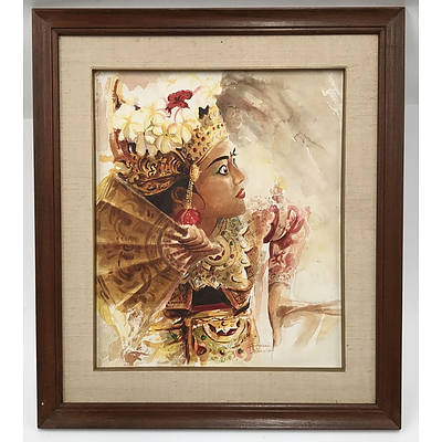 Balinese School, Legong Dancer, Tempera on Canvas