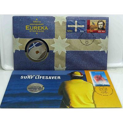 Pair Of Commem First Day Covers & Coins