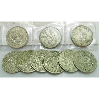 Collection Of Australian Silver Florins Incl Commemoratives