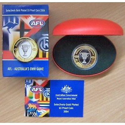 Australia 2004 $5 Proof Coin Afl Football