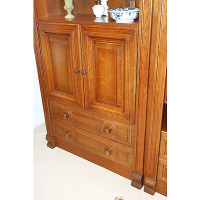 Pair of Dutch Solid Oak Classic Style Modular Cabinets