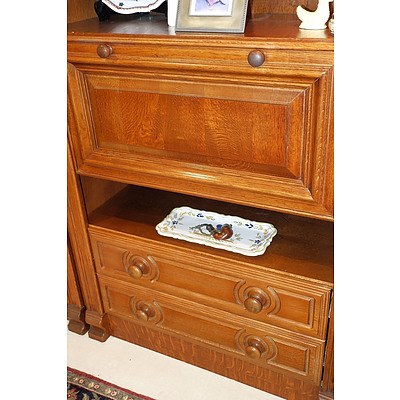 Pair of Dutch Solid Oak Classic Style Modular Cabinets