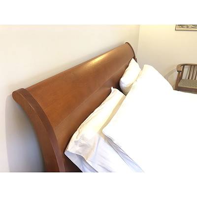 Contemporary Queen Size Solid Ash Sleigh Bed