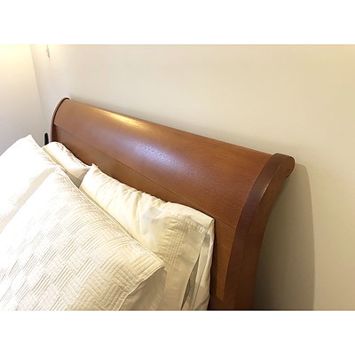 Contemporary Queen Size Solid Ash Sleigh Bed