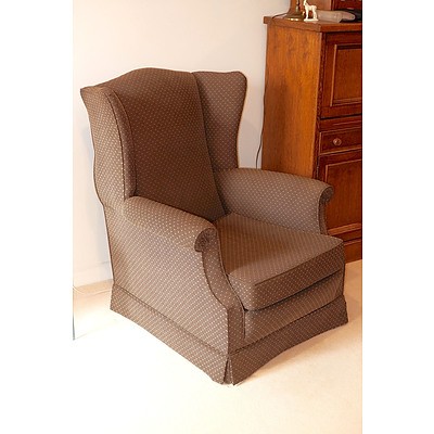 Contemporary Classic Style Wingback Armchair Recently Upholstered