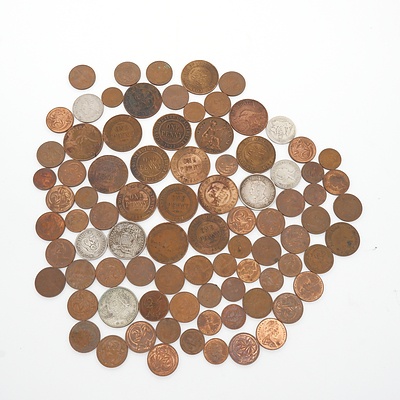 Bag of Various Pennies, Florins, Two Cent Coins, Shillings and More, Including 1927 Canberra Florin
