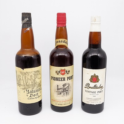 Three Bottles of Various Port Including Yalumba Port, Pioneer Port and More