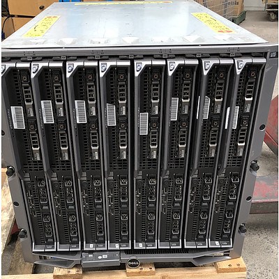 Dell PowerEdge M1000e Blade Server Chassis w/ 8 x Dell PowerEdge M710 Blade Servers