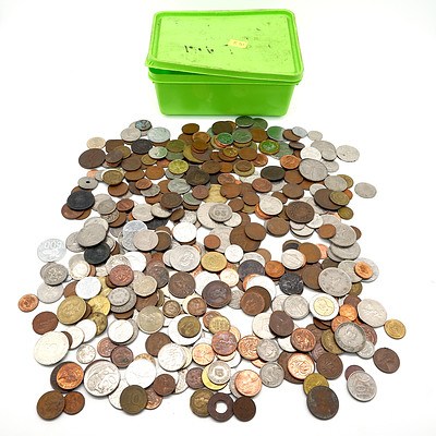 Large Group of Assorted International Coins, Including Box