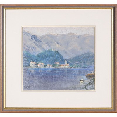 Judy McConchie (1930-) Mountains and Inlet Dubrovnik, Pastel on Paper