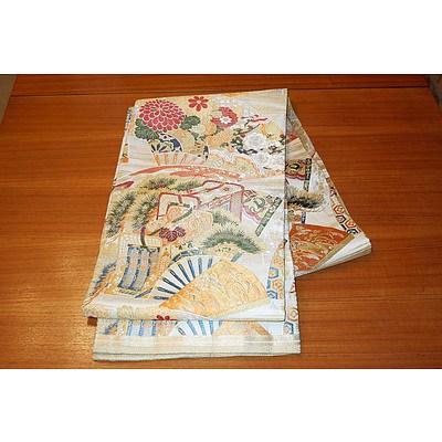 Large Japanese Embroidered Silk Obi