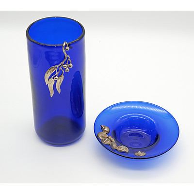 Two Pieces of Stephen Morris Glass with Applied Gumnut and Shells