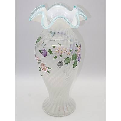 Hand Painted Fenton Vase, Signed S Kisner