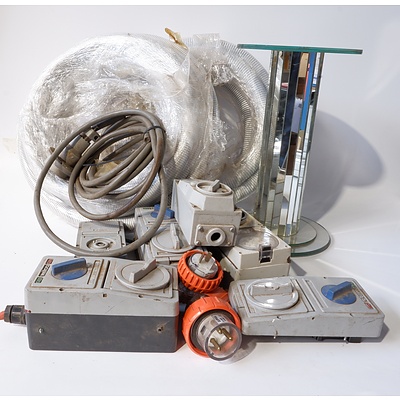 Quantity of Three Phase Power Boxes, Ten Meters 32mm Conduit Pipe and A Mirrored Stand