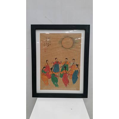 Framed Korean Watercolour Paintings - Lot of 6
