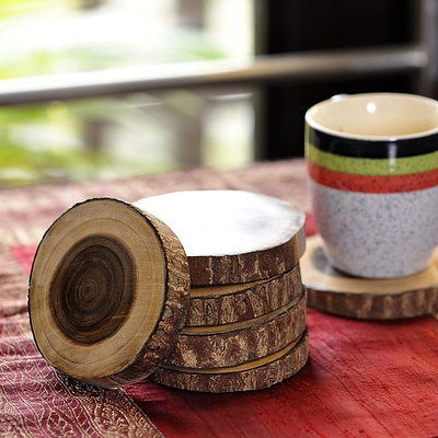 Set of 6 Wooden Coasters  - Lot of 6 Sets - *Brand New*