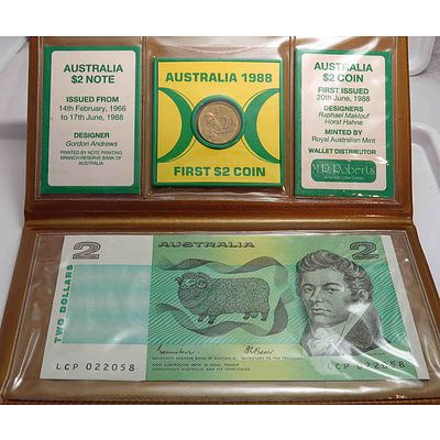Commemorative Issue of the 1St $2 Coin & Last $2 Note
