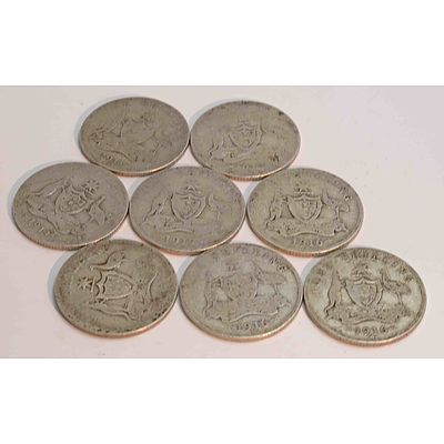 Collection Of Sterling Silver George V Shillings
