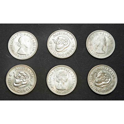 Australia: 1961 Shillings Uncirculated (X6)