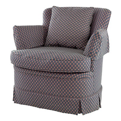 Armchair with Dark Patterned Fabric Upholstery
