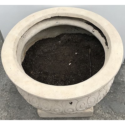 Large Decorated Imitation Ceramic Planter Pot