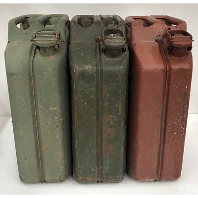 Three Metal 20L Fuel Cans