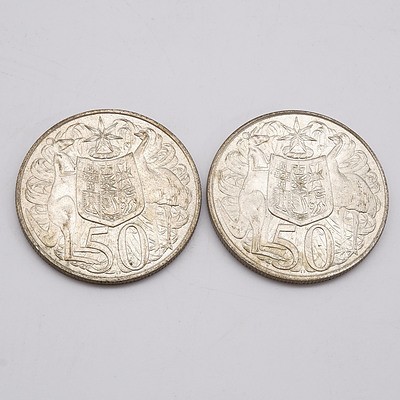 Two Australian 1966 Silver 50 Cent Coins
