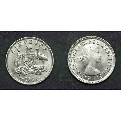 Australia: Silver Sixpences 1961 (x2)