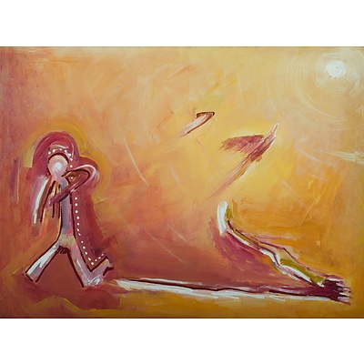 Artist Unknown, Aboriginal Man Hunting a Bird with Boomerang