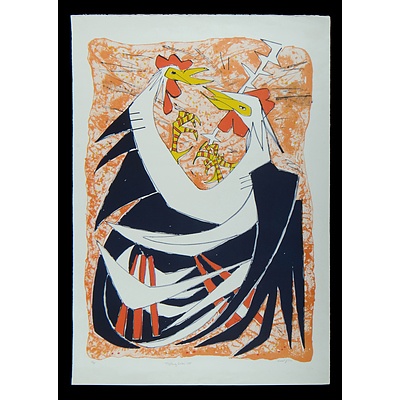 PUGH Clifton Ernest (1924-1990), 'Fighting Cocks', 1988