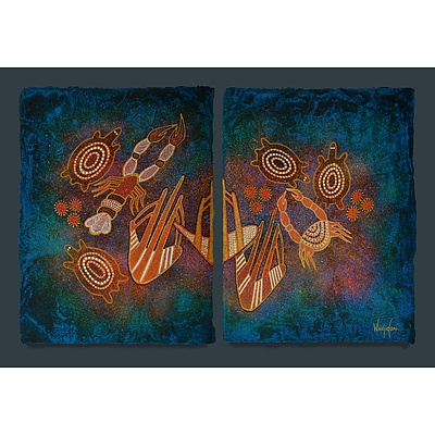 WANJIDARI Leanne Reid (Born 1966), 'Sailing Ship Motifs - Princess Charlotte Bay NQ'