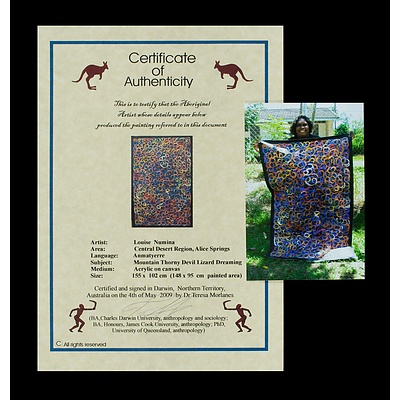 NUMINA Louise (Born 1976), 'Mountain Thorny Devil Lizard Dreaming', Circa 2009