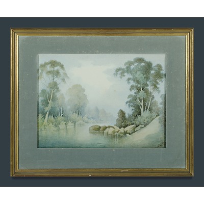 Australian School (3), George ANSDELL, 'Early Misty Morning, Kangaroo Valley'; Jan de LEENER, 'Eastern Palestine'; & Victor R WATT, 'Bush Property'
