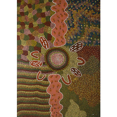 NAPANGARDI Topsy Peterson (Aboriginal Born 1931), 'Yuelamu Honey Ant Dreaming'