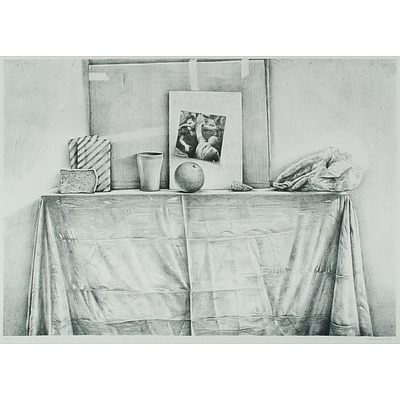 SCURRY John (1947), Still Life with Orange & Cup on Table, 1986
