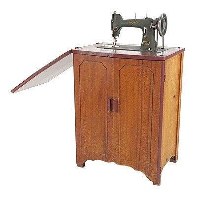 Vintage Maple Sewing Table with Husqvarna Sewing Machine