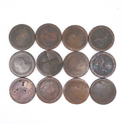 Twelve George III Cartwheel Pennies