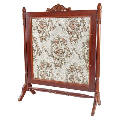 Antique Tapestry Fire Screen with Glass Front