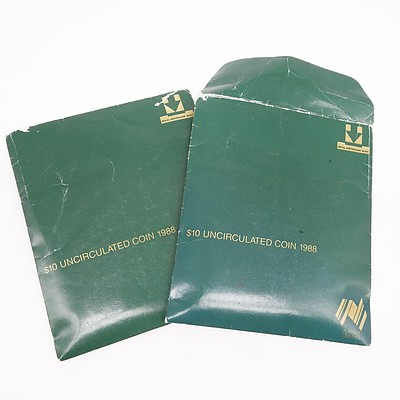 Two $10 1988 Australian .925 Silver Bicentenary Coins