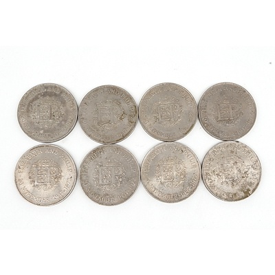 Eight 1947-1972 Queen Elizabeth and Prince Philip Silver Wedding Crowns