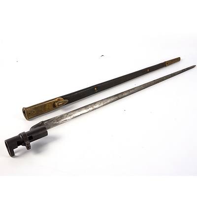 British Military Pattern 1853 Socket Bayonet and Scabbard, Mid 19th Century