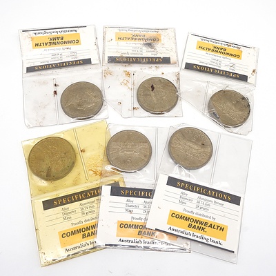 Six 1988 $5 Australian Commemorative Coins - Official Opening of Parliament