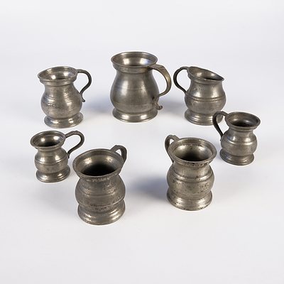 Seven Antique English Pewter Measures
