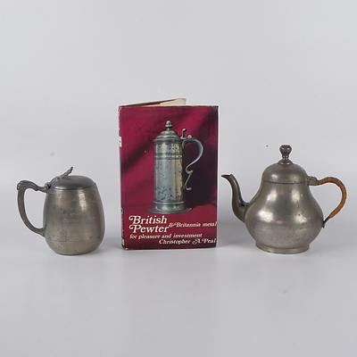 Australian Pewter Golf Trophy, Dutch Pewter Teapot and British Pewter & Britannia Metal Referance Book