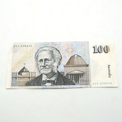 Australian $100 Fraser/ Johnston Note, ZCA238226