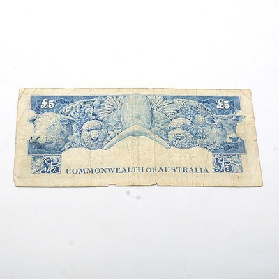 Commonwealth of Australia Coombs/Wilson Five Pound Note,TB56 238130