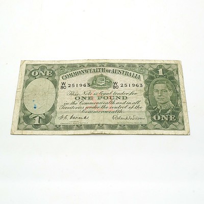 Commonwealth of Australia Coombs/Wilson One Pound Note W80251963