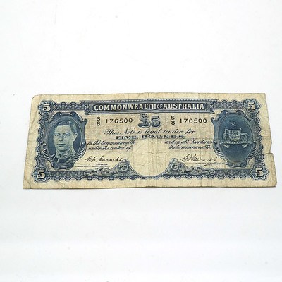Commonwealth of Australia Coombs /Watts Five Pound Note S8176500